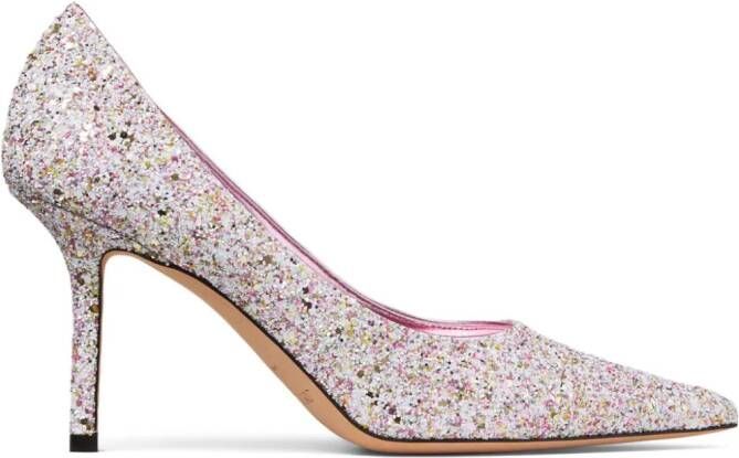 Jimmy Choo 85mm Love glitter pumps Roze