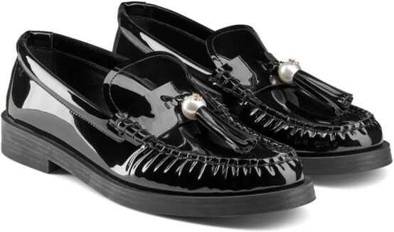 Jimmy Choo Addie loafers verfraaid met parel Zwart