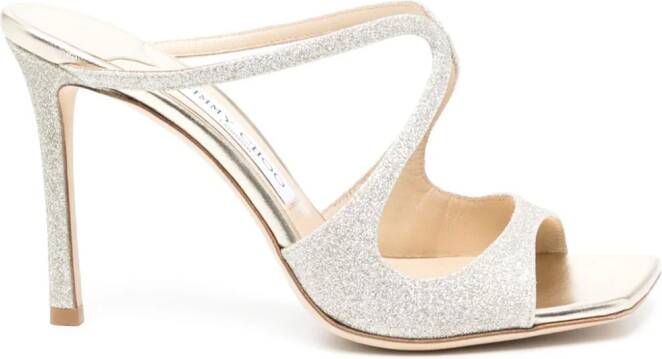 Jimmy Choo Anise 95mm muiltjes met glitter Metallic