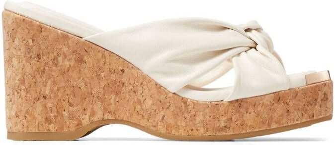 Jimmy Choo 95 mm Avenue sandalen met sleehak Wit