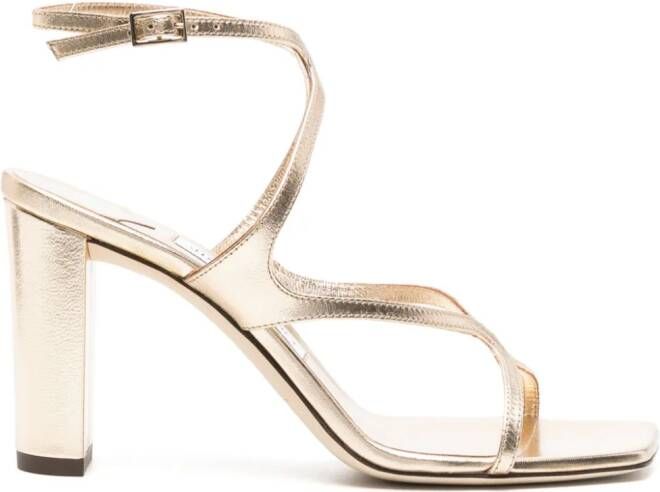 Jimmy Choo Azie 85 mm metallic sandalen Goud