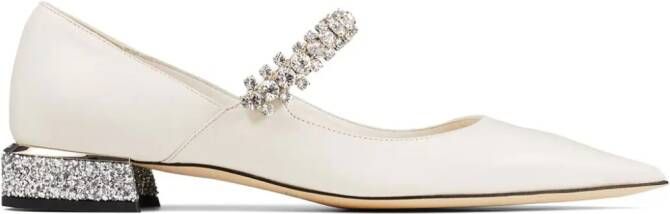 Jimmy Choo Bing ballerina's met kristallen gesp Wit