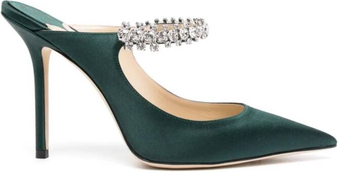 Jimmy Choo Bing 100mm muiltjes verfraaid met kristallen Groen