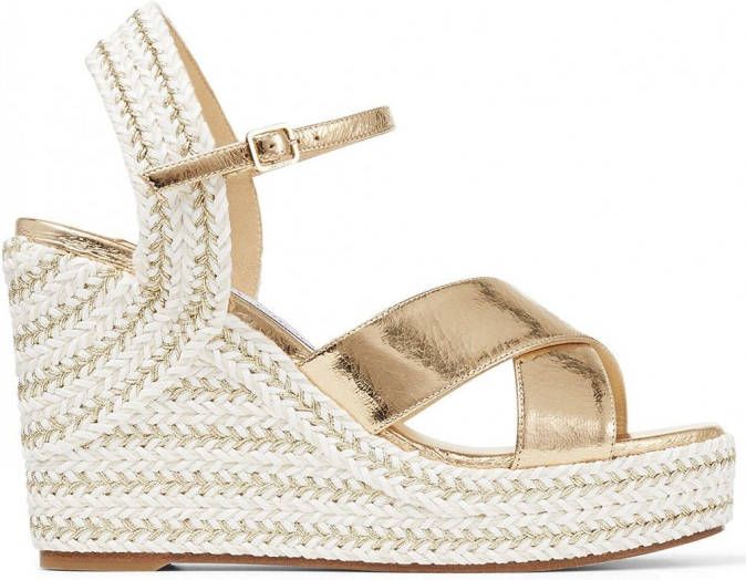 Jimmy Choo Dellena sandalen met sleehak Goud - Schoenen.nl