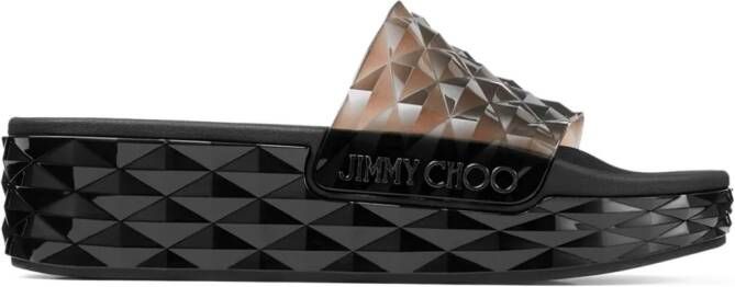 Jimmy Choo Diamond slippers met plateauzool Zwart