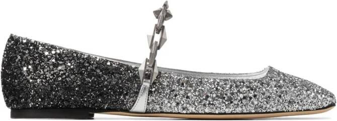 Jimmy Choo Diamond Tilda leren ballerina's Zilver