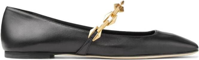 Jimmy Choo Dianet leren ballerina's Zwart