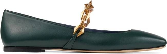 Jimmy Choo Diamond Tilda leren ballerina's Groen