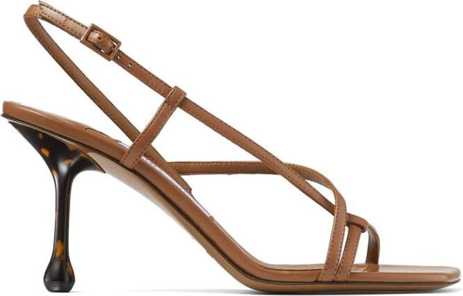 Jimmy Choo Etana 80 mm leren sandalen Bruin