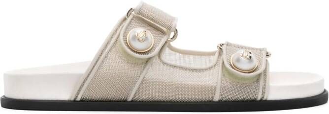 Jimmy Choo Fayence metallic slippers Beige