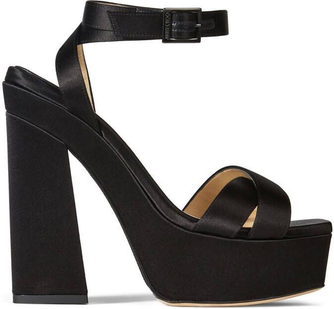 Jimmy Choo Gaia satijnen sandalen Zwart