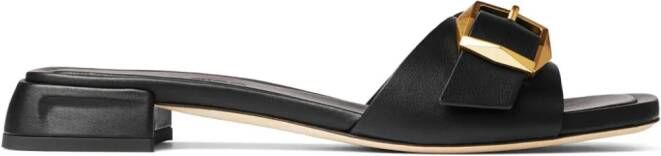 Jimmy Choo Hawke buckled leather slides Zwart