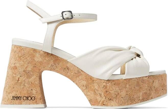 Jimmy Choo Heloise 95 mm sandalen met sleehak Beige