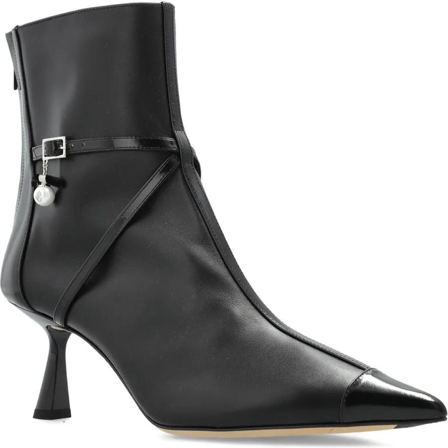 Jimmy Choo 70 mm laarzen met puntige neus en parels Zwart