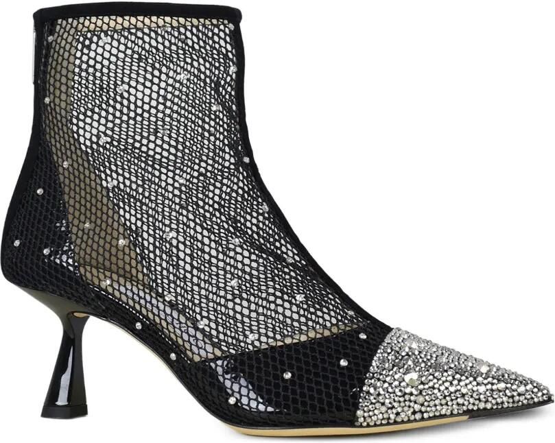 Jimmy Choo 80 mm mesh laarzen verfraaid met kristallen Wit
