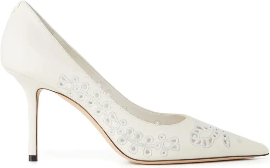 Jimmy Choo 85 mm Love pumps met borduurwerk en hak Wit