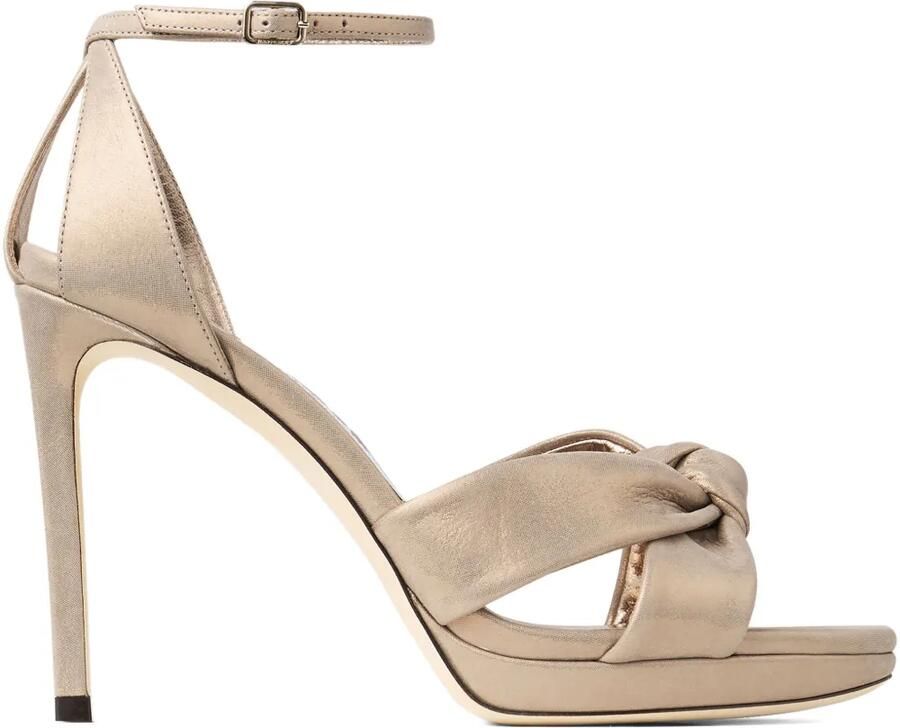 Jimmy Choo 85 mm Rosie sandalen met enkelbandje en geknoopt detail Goud