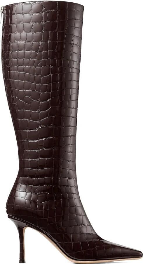 Jimmy Choo Agathe 85 knielaarzen met krokodillen-reliëf Bruin