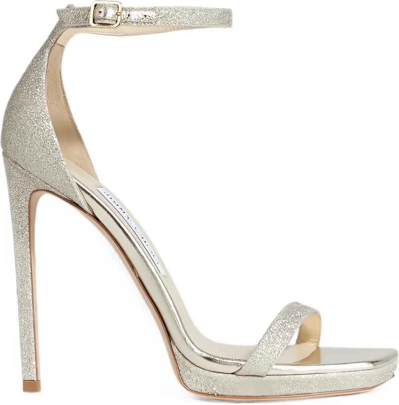 Jimmy Choo Alva sandalen met glitters en plateauzool Zilver