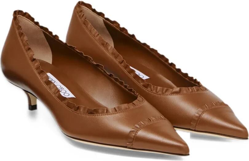 Jimmy Choo Amelia ruffled leather pumps Bruin - Foto 4