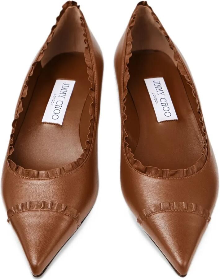 Jimmy Choo Amelia ruffled leather pumps Bruin - Foto 2