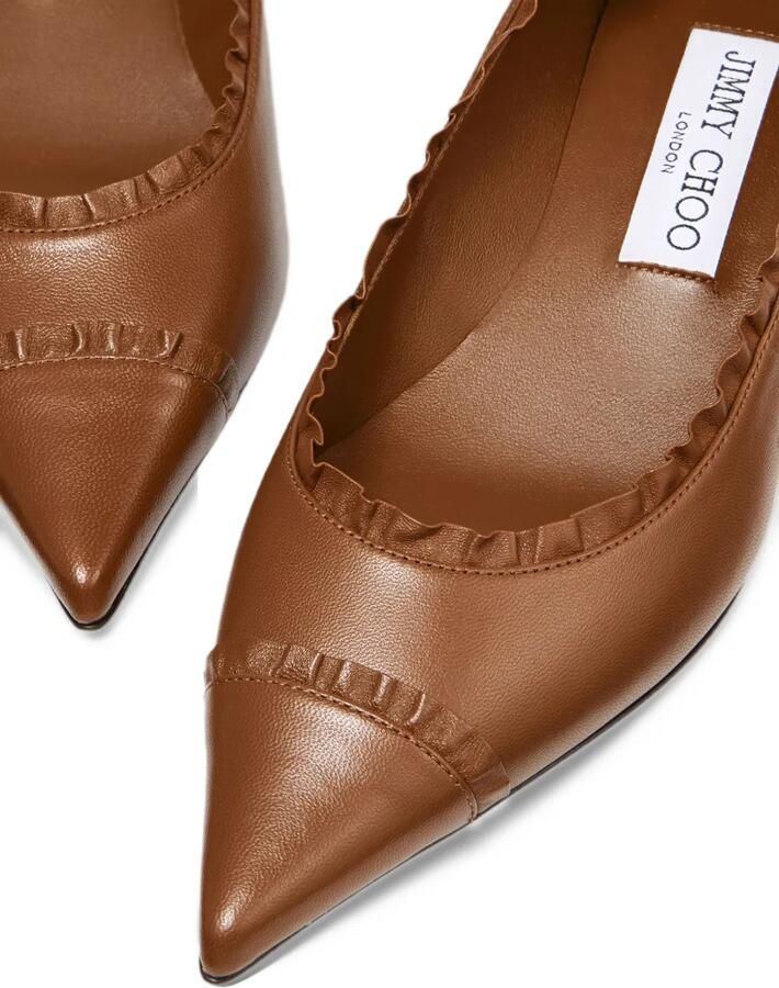 Jimmy Choo Amelia ruffled leather pumps Bruin - Foto 3