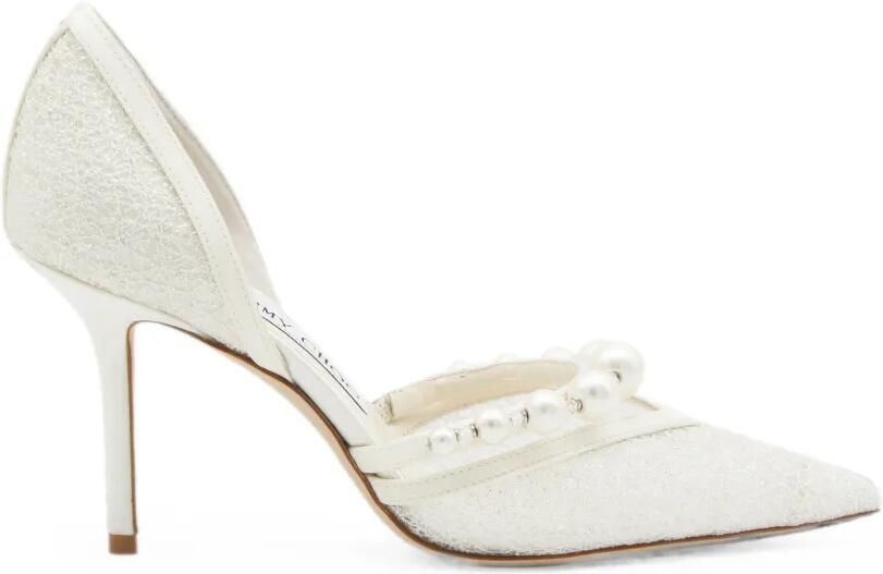 Jimmy Choo Aurelie 85 pumps verfraaid met parels Wit