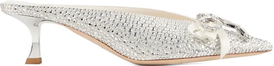 Jimmy Choo Auria Mule 50 muiltjes met kristallen strik Zilver