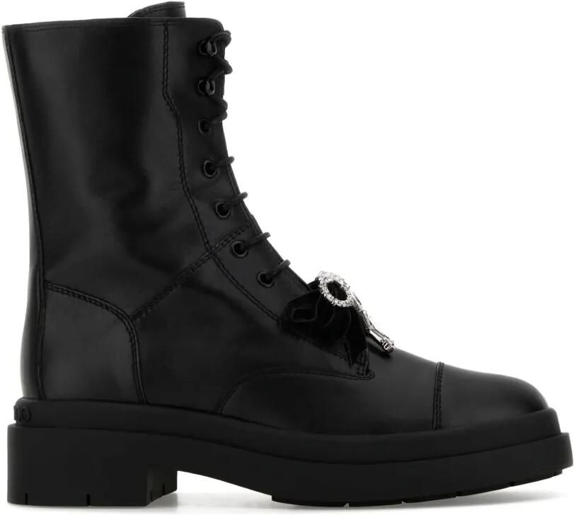 Jimmy Choo Averi leren laarzen met strik Zwart