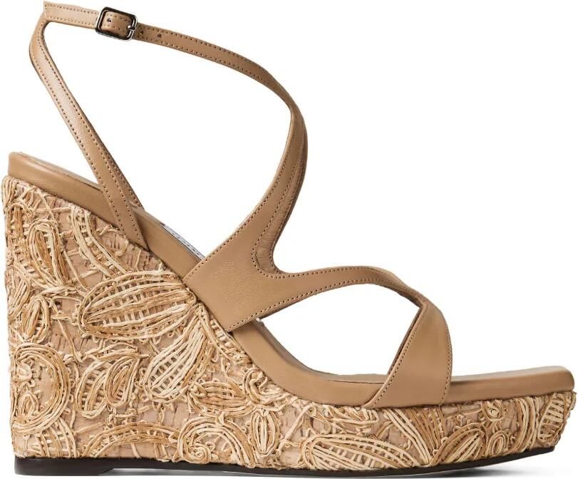 Jimmy Choo Ayla 110 espadrilles met bandjes en hak Bruin