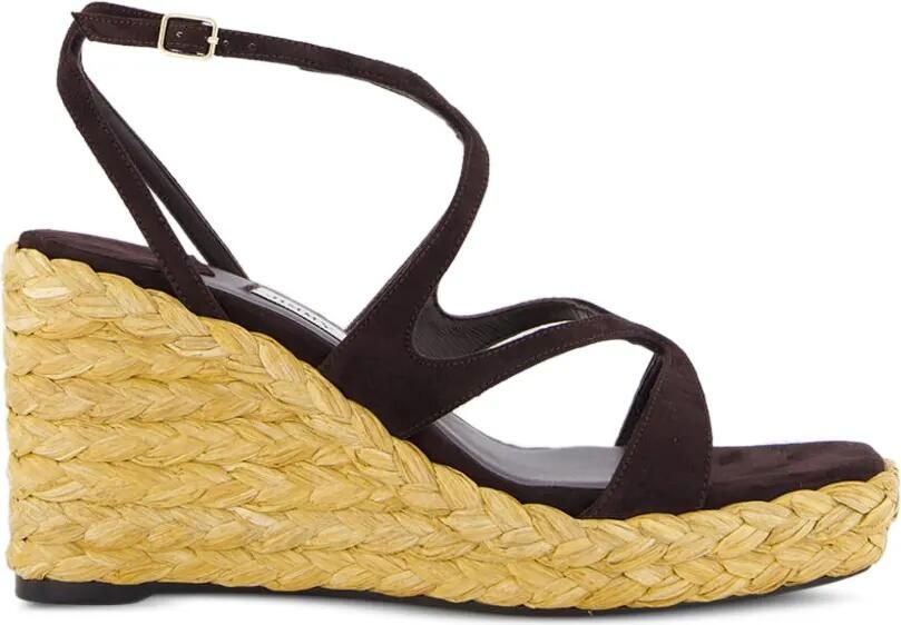 Jimmy Choo Ayla raffia sandalen met sleehak Bruin