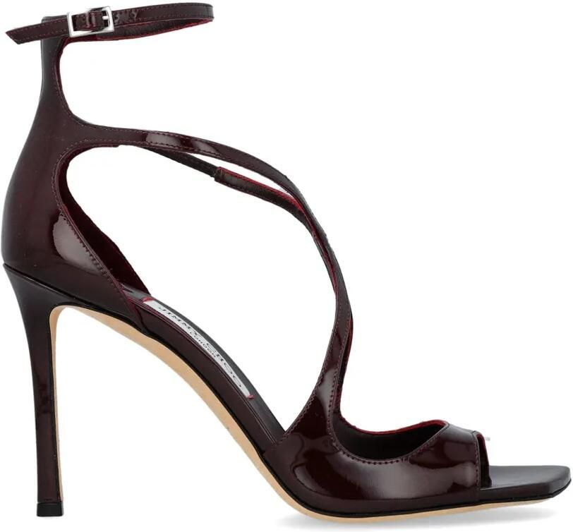 Jimmy Choo Azia 95 deep-merlot lakleren sandalen Bruin