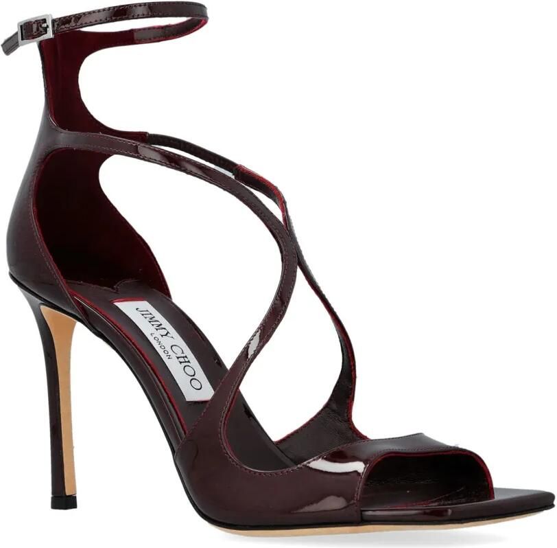 Jimmy Choo Azia 95 deep-merlot lakleren sandalen Bruin - Foto 4