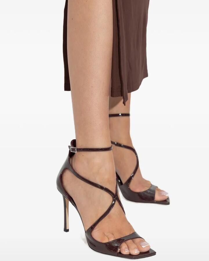Jimmy Choo Azia 95 deep-merlot lakleren sandalen Bruin - Foto 3