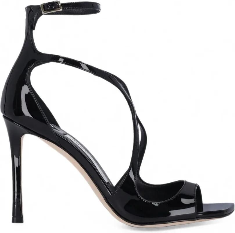 Jimmy Choo Azia 95 lakleren sandalen Zwart