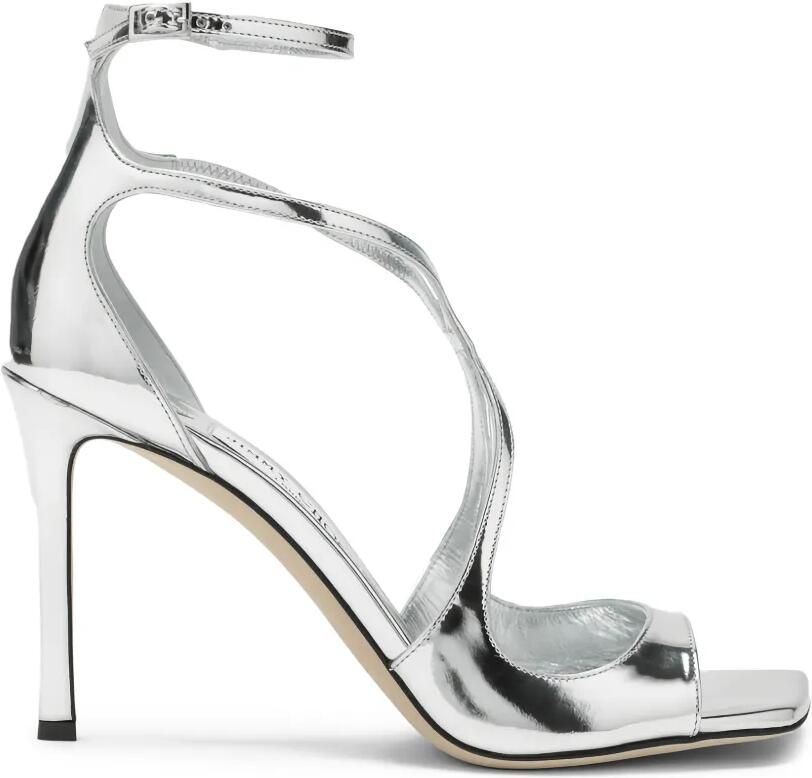Jimmy Choo Azia 95 leren metallic sandalen Zilver