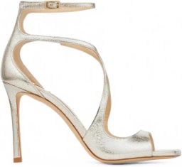 Jimmy Choo Azia 95 leren sandalen met glitters Goud