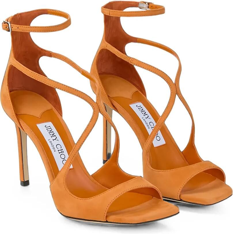 Jimmy Choo Azia 95 Sunset Orange suède sandalen Oranje - Foto 3