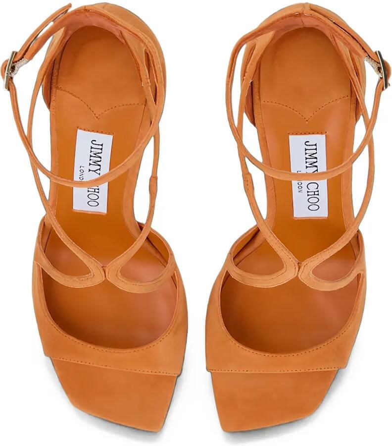 Jimmy Choo Azia 95 Sunset Orange suède sandalen Oranje - Foto 2