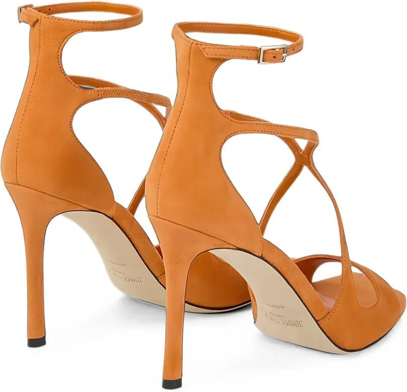 Jimmy Choo Azia 95 Sunset Orange suède sandalen Oranje - Foto 4