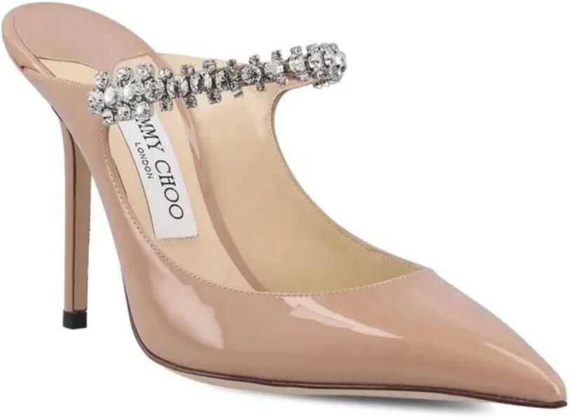 Jimmy Choo Bing 100 lakleren muiltjes met kristallen band Roze - Foto 3