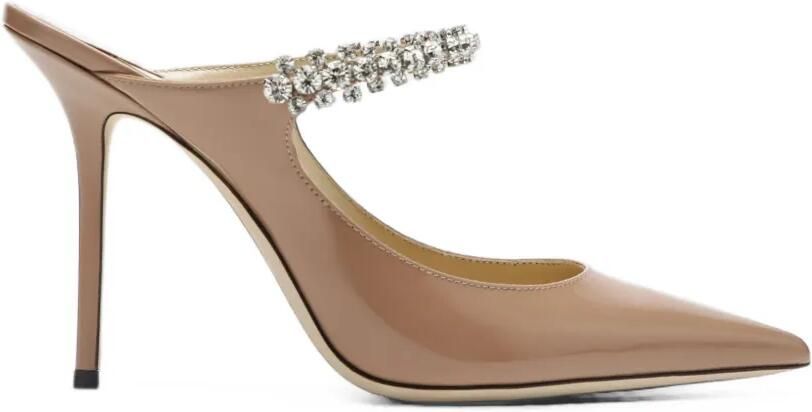 Jimmy Choo Bing 100 lakleren muiltjes met kristallen band Roze