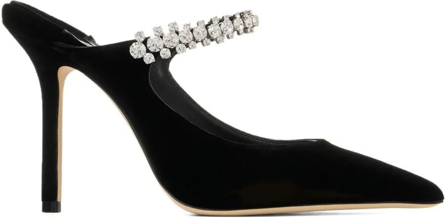 Jimmy Choo Bing 100 muiltjes verfraaid met kristallen en hak Zwart
