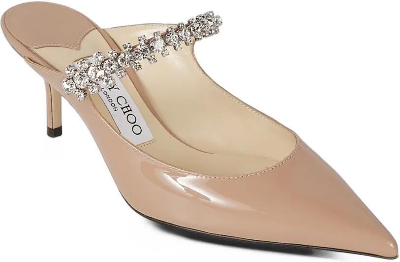 Jimmy Choo Bing 65 ballet pink patent leather mules with crystal strap Beige - Foto 2
