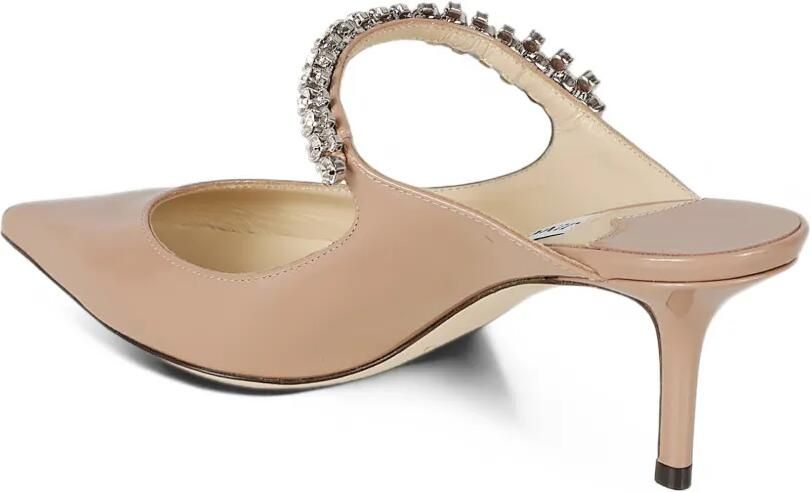 Jimmy Choo Bing 65 ballet pink patent leather mules with crystal strap Beige - Foto 3