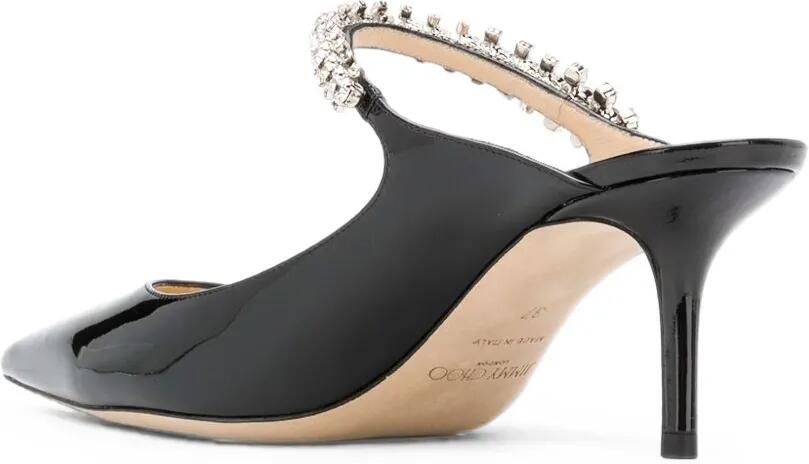 Jimmy Choo Bing 65 linnen lakleren muiltjes met kristallen band Zwart - Foto 3
