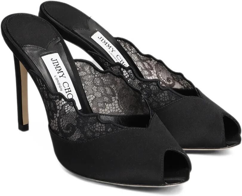 Jimmy Choo Brigitte 100 muiltjes van zwart kant en satijn - Foto 3