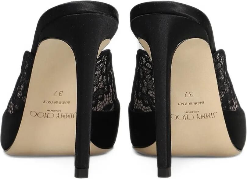Jimmy Choo Brigitte 100 muiltjes van zwart kant en satijn - Foto 4