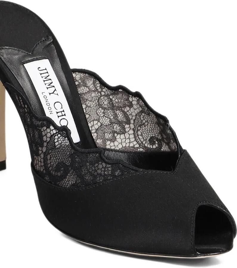 Jimmy Choo Brigitte 100 muiltjes van zwart kant en satijn - Foto 2