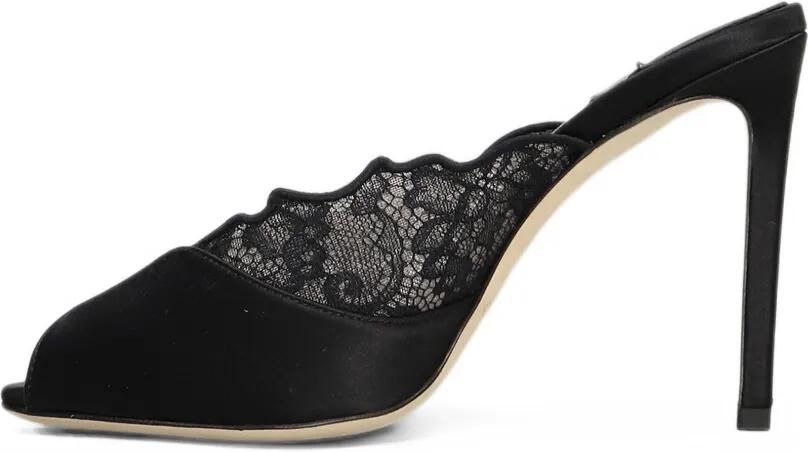 Jimmy Choo Brigitte 100 muiltjes van zwart kant en satijn - Foto 5